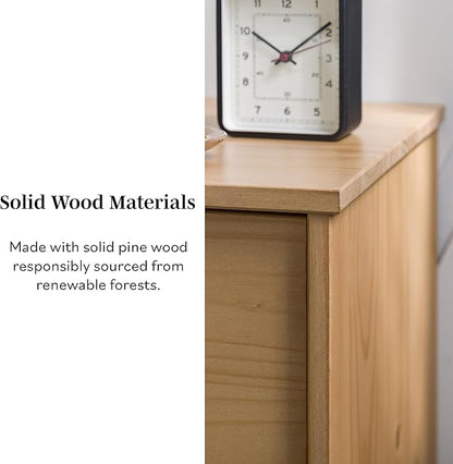 Brynn Modern Solid Wood Groove Handle Nightstand 24 Inch Natural Pine