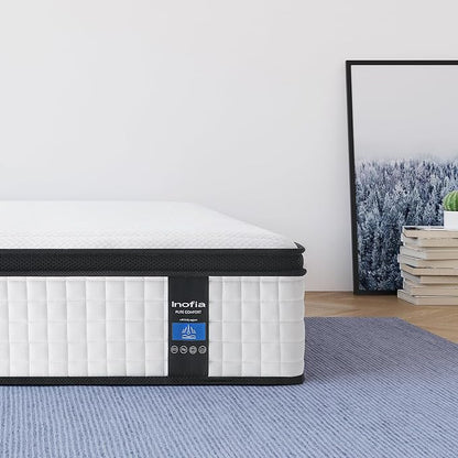Inofia Twin Size Mattress, 14 inch Hybrid Twin Mattress in A Box,Ultra Comfort Memory Foam Layer, Medium Feels, Cooling Breathable Cover,Low Motion Transfer Supports for Any Sleep Position