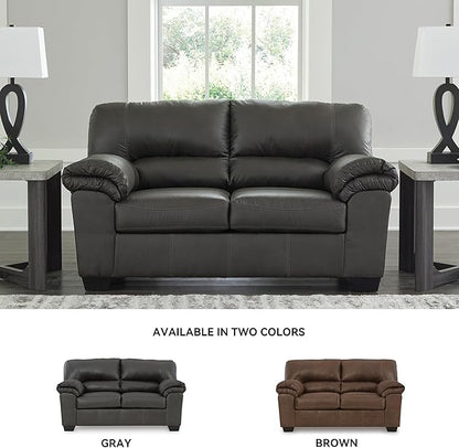 Signature Design by Ashley Bladen Faux Leather Loveseat, Gray