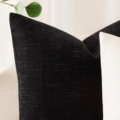 Foindtower Pack of 2 Soft Textured Throw Decorative Pillow Covers Square Accent Solid Cushion Cover Cozy Farmhouse Pillow Case with Zipper for Couch Sofa Bedroom Living Room 20x20 Inch, Black