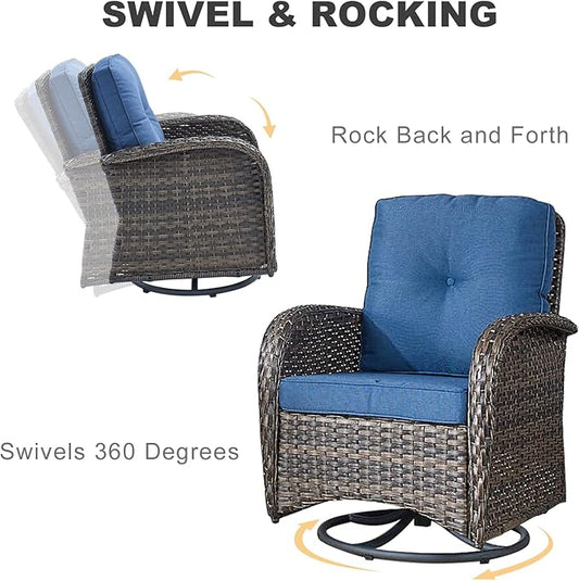 HUMMUH 9-Piece Outdoor Patio Furniture PE Wicker Patio Conversation Set,High Back Patio Couch with Ottomans Coffee Tables Outdoor Chairs for Backyard,Porch,Deck