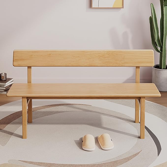 Outdoor indoor Bench, 47 Patio Garden and balcony Wooden Bench, Weatherproof Sturdy Wood Garden Bench with Seat for Porch, Park, Backyard, 800 Lbs Max Load, 2-Person log color Loveseat with Backrest