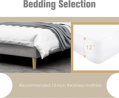 AGARTT Upholstered Platform Bed Frame King Size with Headboard and Footboard/Wooden Slats Support/No Box Spring Needed/Easy Assembly,Light Grey Linen