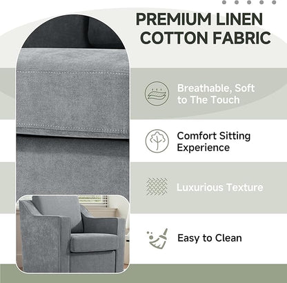 UIXE Swivel Accent Chair, Chenille Fabric Upholstered Arm Chair for Living Room, Modern Club Armchair Comfy Single Sofa Bedroom Reading Seat with Lumbar Pillow - Gray