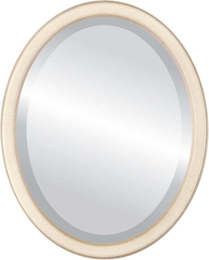 OVALCREST Oval Beveled Wall Mirror for Home Decor - Toronto Style - Taupe - 22" x 18"