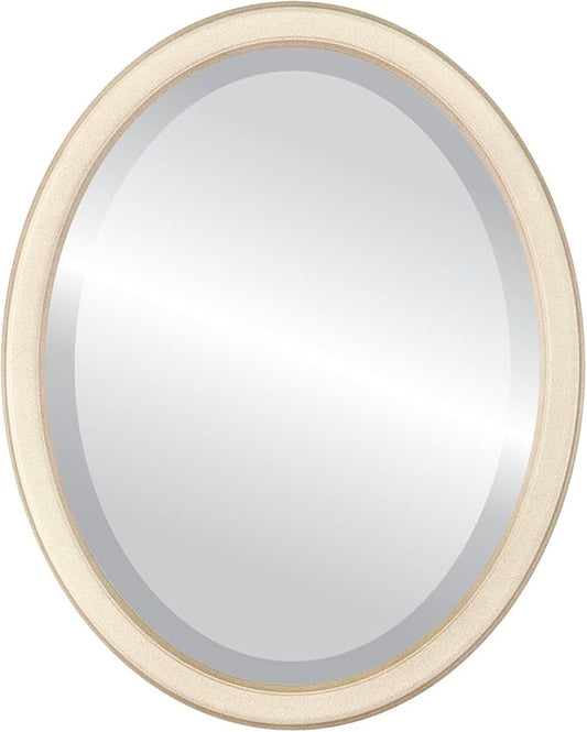 OVALCREST Oval Beveled Wall Mirror for Home Decor - Toronto Style - Taupe - 22" x 18"