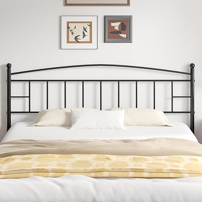 VECELO Metal Queen Size Headboard, Arching Lines Design - 42.91 Inches Tall, Easy to Assembly,Modern Farmhouse Style Steel Headboard Only for Bedroom - Black