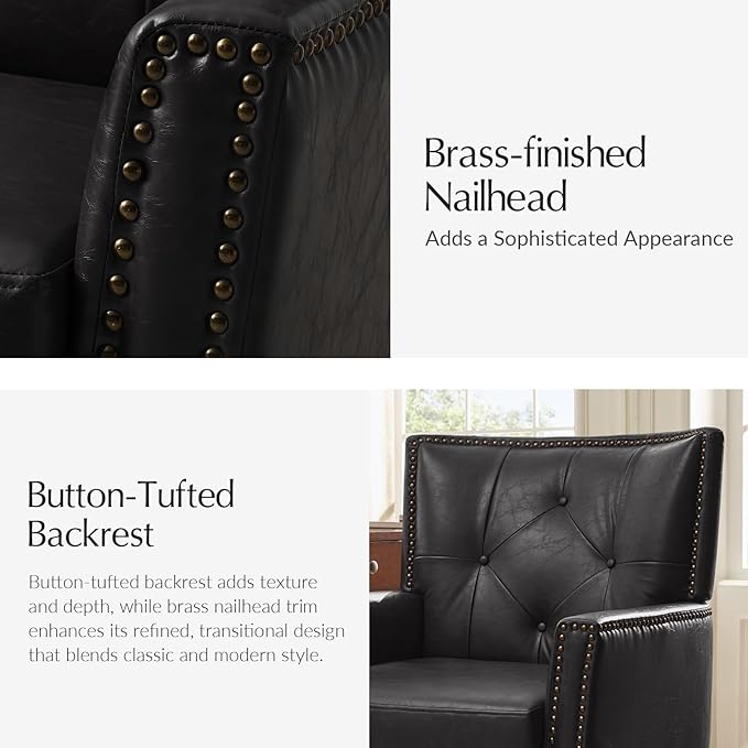 HULALA HOME Modern Home Office Chair with Tilt Lock & Metal Base, Desk Chair with 360° Swivel & Tilt Function, Height Adjustable, Wide Seat Computer Task Chair with Wheels & Padded Cushion, Black