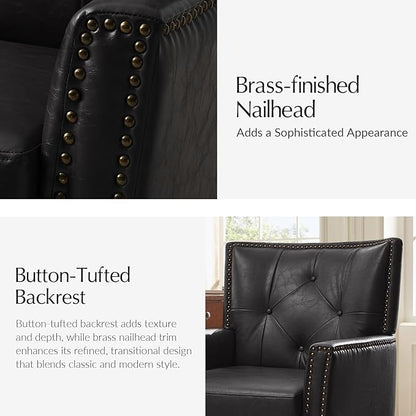 HULALA HOME Modern Home Office Chair with Tilt Lock & Metal Base, Desk Chair with 360° Swivel & Tilt Function, Height Adjustable, Wide Seat Computer Task Chair with Wheels & Padded Cushion, Black