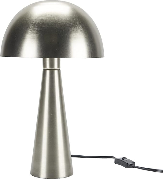 Nourison Home 16" Silver Metal Mushroom Table Lamp, Modern, Retro, Desk Light for Bedroom, Dining, Office, Entryway