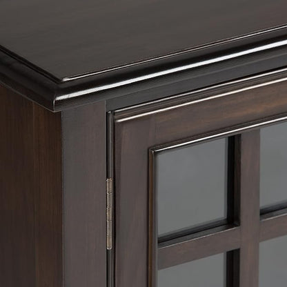 SIMPLIHOME Connaught SOLID WOOD 46 inch Wide Traditional Low Storage Cabinet in Dark Chestnut Brown for the Living Room, Entryway and Family Room
