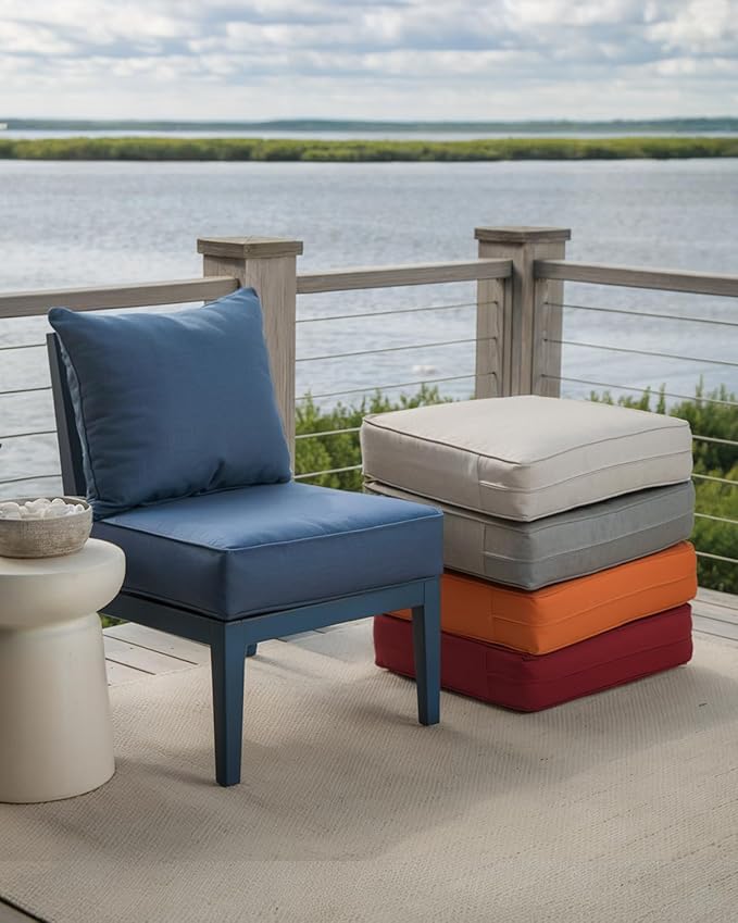 Luxury 24x24x6 Inch Outdoor Seat Cushions - Set of 2 Water Resistant Patio Chair Comfortable Cushion for Porch Set Rattan Dining Rocker Glider Loveseat Couch Sectional Sofa - Navy Blue