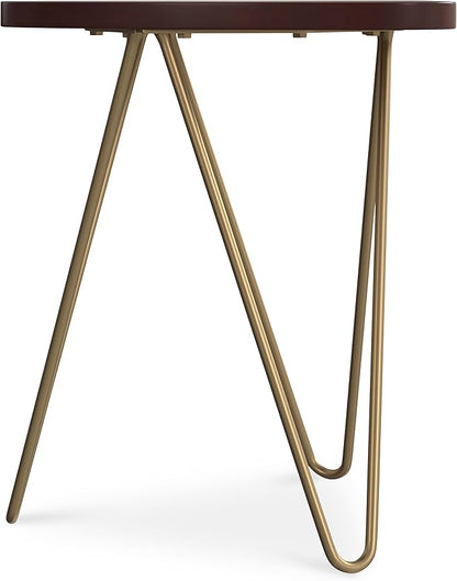 SIMPLIHOME Patrice Modern 18 inch Wide Metal and Wood Accent Side Table in Dark Brown for the Living Room and Bedroom