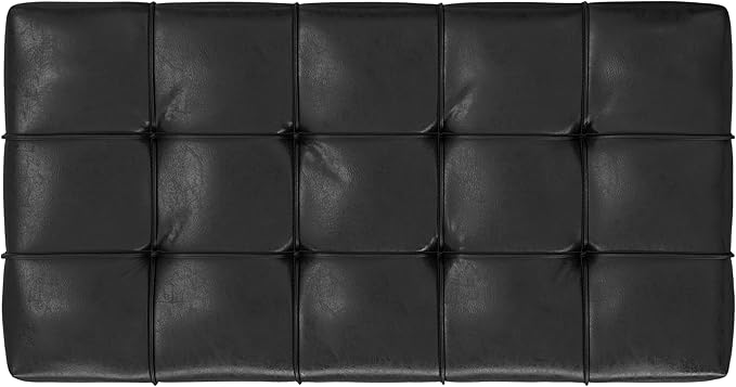 SIMPLIHOME Sienna 33 inch Wide Transitional Rectangle Storage Ottoman Bench in Distressed Black Vegan Faux Leather, Assembled, for The Living Room, Entryway and Family Room