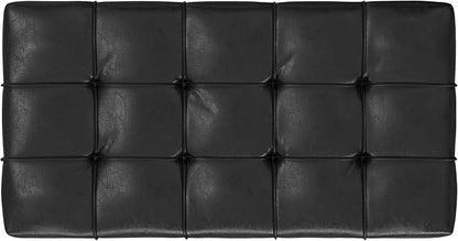 SIMPLIHOME Sienna 33 inch Wide Transitional Rectangle Storage Ottoman Bench in Distressed Black Vegan Faux Leather, Assembled, for The Living Room, Entryway and Family Room