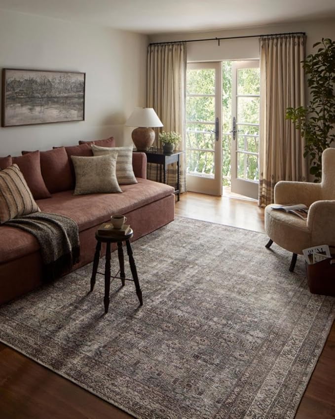 Loloi Amber Lewis Georgie Collection GER-10 Moss/Bark 2'-6" x 9'-6", .19" Pile Height, Runner Rug