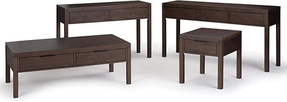 SIMPLIHOME Hollander Console Table - 60 Inch Wide Solid Wood Sofa Table in Warm Walnut Brown, Contemporary Storage Table for Entryway or Living Room with 3 Drawers and Sleek Metal Hardware