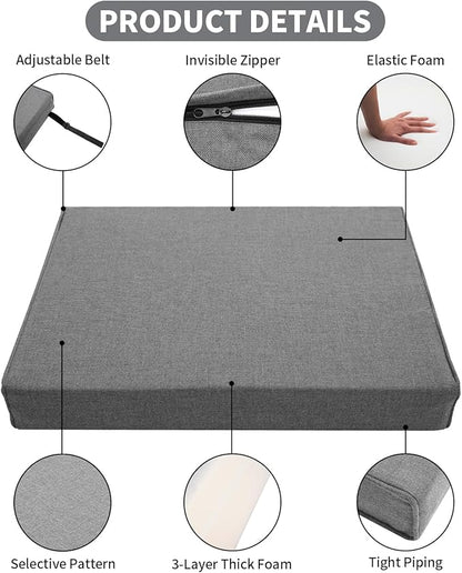 Patio Furniture Sofa Cushion Set Outdoor Living Deep Seating Cushions Thick Foam Replacement Cushion,21.7x21.7 Inch,Medium Grey