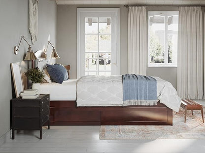 AFI, Warren Twin Platform Bed with Twin Trundle, Walnut