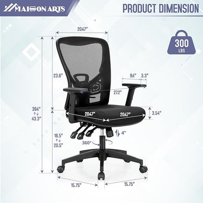 MAISON ARTS Ergonomic Mesh Office Chair, High Back Computer Task Chair Desk Chair with Adjustable Armrest and Lumbar Support for Home Office