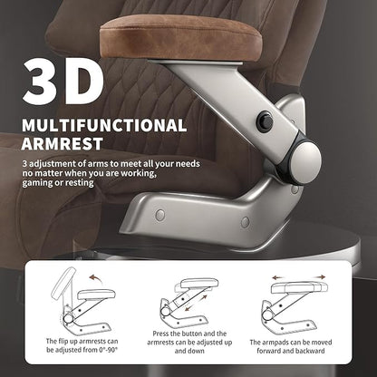 Big and Tall Office Chair 700lbs- Large High Back Executive Computer Desk Chair with 3D Flip-Up Arms, Adjustable Lumbar Support, Extra Wide Plus Size Seat, Heavy Duty Metal Base & Quiet Rubber Wheels