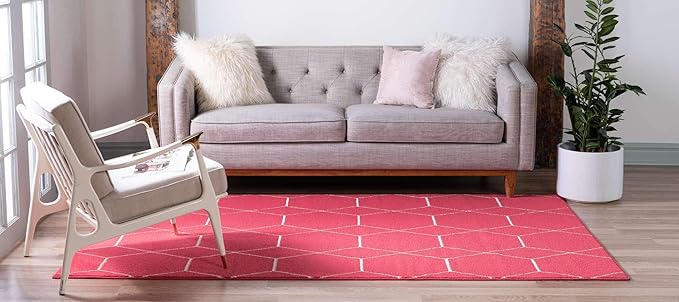 Unique Loom Trellis Frieze Collection Area Rug - Geometric (7' x 10', Pink/ Ivory)