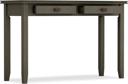 SIMPLIHOME Artisan Console Table - 46 Inch Wide Solid Wood Sofa Table in Farmhouse Grey, Transitional Storage Table for Entryway or Living Room with 2 Drawers and Clean Angle-Edged Top