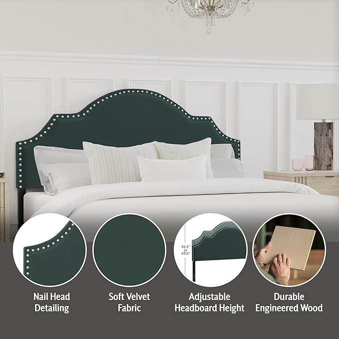 Hillsdale, Cynthia Upholstered Full/Queen Adjustable Headboard, Green