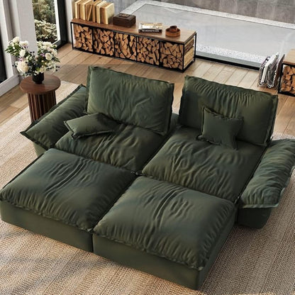 POVISON Oversized Modular Sectional Sailboat Sofa for Living Room with Adjustable Backrest Modern Sectional Couches Loveseat Large Deep Sofa 2 Seats with 2 Ottomans Comfy Cloud Couch for House Office