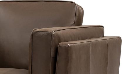 Valencia Artisan Full Leather Accent Chair 41.5” | Pure Full Italian Nappa Leather, Solid Wood Accent, Ultimate Comfort, Chocolate Brown