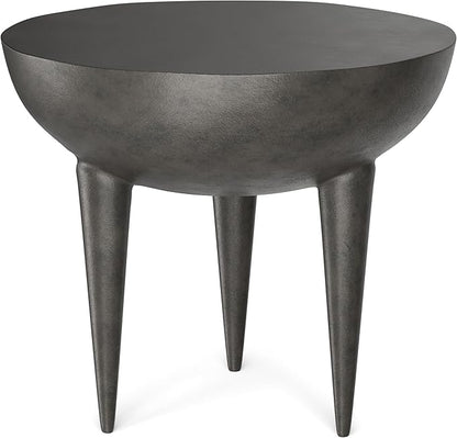 SIMPLIHOME Otto Cast Aluminum Side Table in Graphite, 21-inch Round, Rust-Resistant Metal Accent Table for Living Room, Bedroom, Fully Assembled