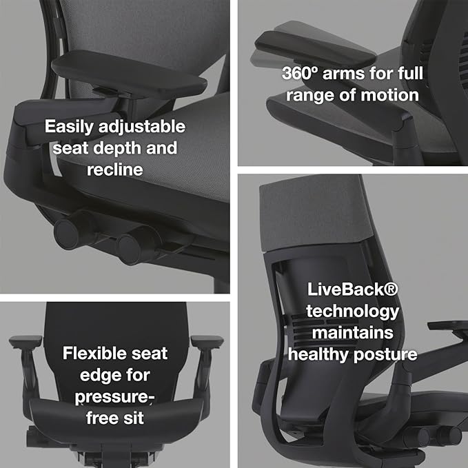 Steelcase Gesture Office Chair - Ergonomic Work Chair with Wheels for Carpet - Comfortable - Intuitive-to-Adjust for Desk - 360-Degree Arms - Tangerine Orange Fabric