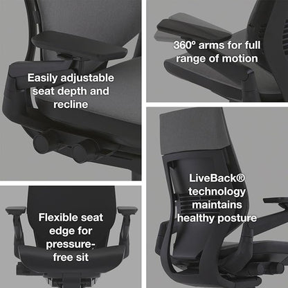 Steelcase Gesture Office Chair - Ergonomic Work Chair with Wheels for Carpet - Comfortable - Intuitive-to-Adjust for Desk - 360-Degree Arms - Tangerine Orange Fabric