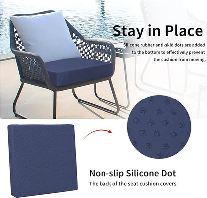 Easy-Going Waterproof Patio Cushion Covers ONLY Cover 22x22x4 inch 4 Pack Replacement Non-Slip Outdoor Seat Cushion Slipcover with Zipper. Navy