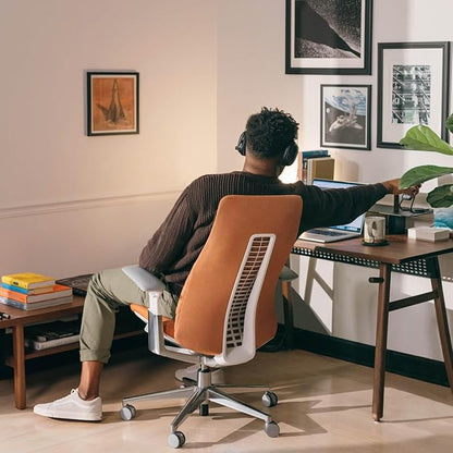Haworth Fern Ergonomic Office Chair – Stylish and Innovative Desk Chair with Digital Knit Finish - Without Lumbar Support (Ember)