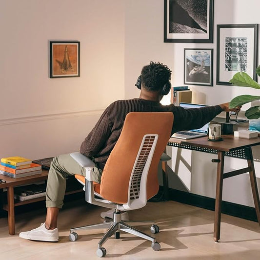 Haworth Fern Ergonomic Office Chair – Stylish and Innovative Desk Chair with Digital Knit Finish - with Lumbar Support (Ember)
