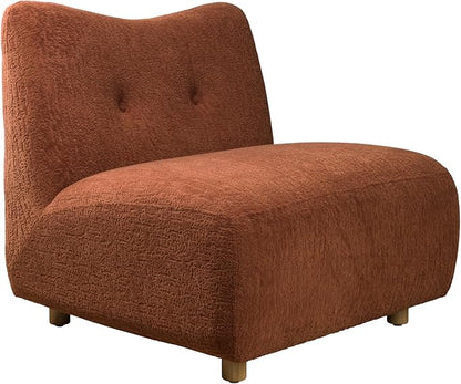 Art Leon Modern Accent Chair - Fabric Modular Sofa Chair Armless Chair with Wooden Legs Set of 2 for Living Room Bedroom Brown