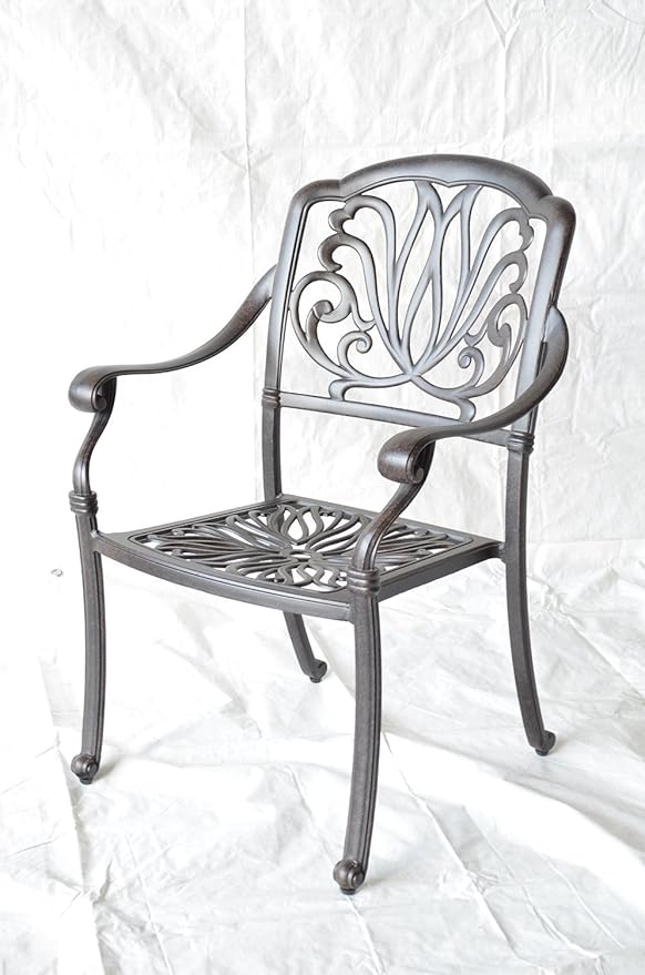 Elizabeth Outdoor Patio 9pc Dining Set 44" X 84" Cast Aluminum, Walnut Cushions
