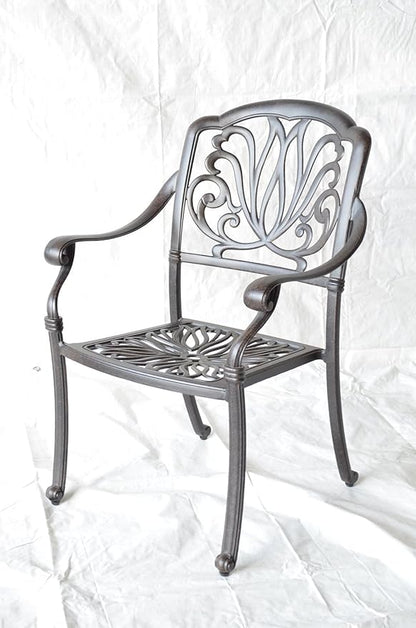 Elizabeth Outdoor Patio 9pc Dining Set 44" X 84" Cast Aluminum, Walnut Cushions