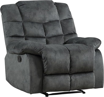 EBELLO Manual Recliner Chair, Overstuffed Reclining Sofa with Soft Padded Headrest and Armrest, Soft Fabric Single Couch for Living Room, Grey Green