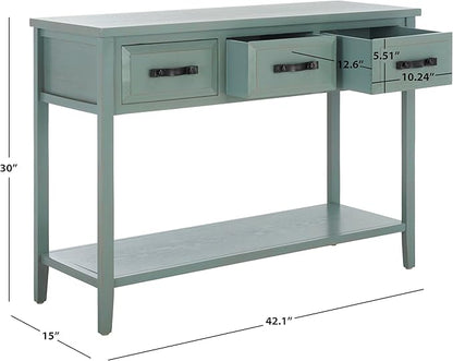 Safavieh Home Collection Aiden Barn Blue 3-Drawer Bottom Shelf Console Table