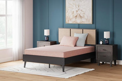 Signature Design by Ashley Full Size iKidz 7 Inch Firm Gel Memory Foam Mattress with Stretch Knit Cover & Pillow Included, Pink Coral, Fiberglass Free, Mattress in A Box