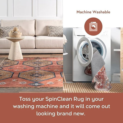 nuLOOM 8' Round Machine Washable Stain-Resistant Area Rug Medium Profile for Living Room, Bedroom, and Dining Room, Nikita Beige