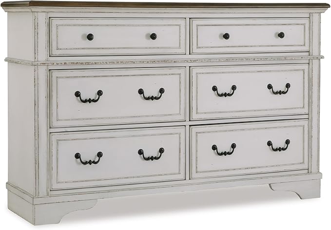 Signature Design by Ashley Blendon Traditional 6-Drawer Dresser with Safety Stop, White & Dark Brown
