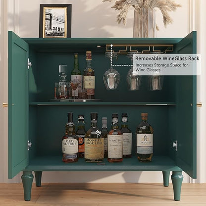 ARTPOWER Green Sideboard Buffet Cabinet with Storage, Mid-Century Modern Storage Cabinet with 2 Doors and Adjustable Shelves, Accent Style Sideboard for Entryway, Dining Room, Living Room