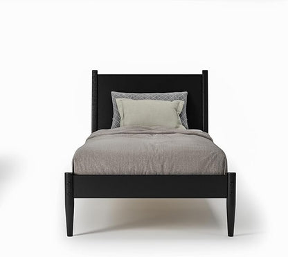 Camaflexi Mid-Century Panel Bed - Twin Size - Black Finish
