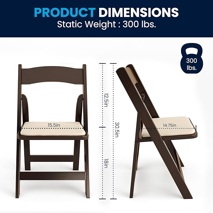Flash Furniture HERCULES Series Fruitwood Wood Folding Chair with Vinyl Padded Seat
