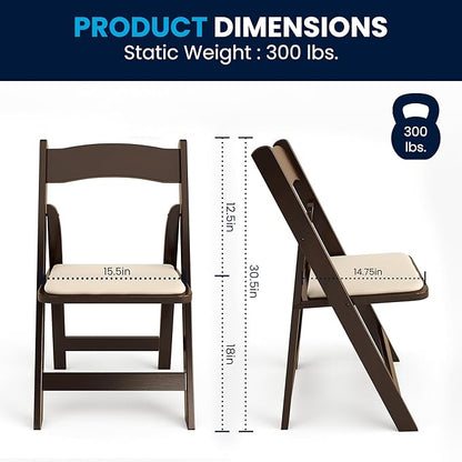 Flash Furniture HERCULES Series Fruitwood Wood Folding Chair with Vinyl Padded Seat