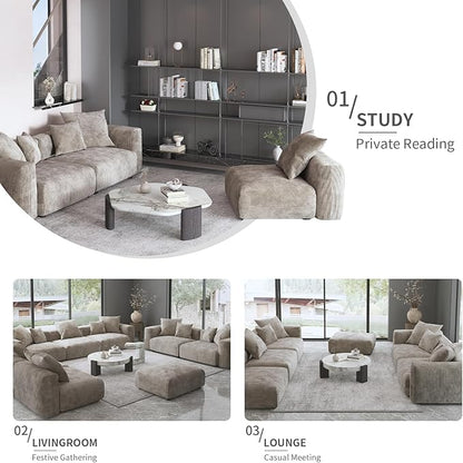 Oversized Modular Sectional Sofa with Ottomans,5 Seater Corduroy L Shaped Reversible Corner Couch,181.1" Convertible Sofa & Couch Free Combination for Living Rooom,Brown