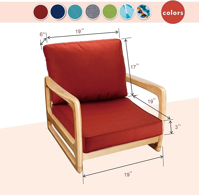JMGBird Outdoor Chair Cushion Tufted Pillow, Deep Seat Outdoor Cushion Set 19"x19" Seat Cushions for Outdoor Furniture